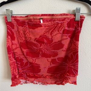 Free People Red floral Poppy tube top size XS
